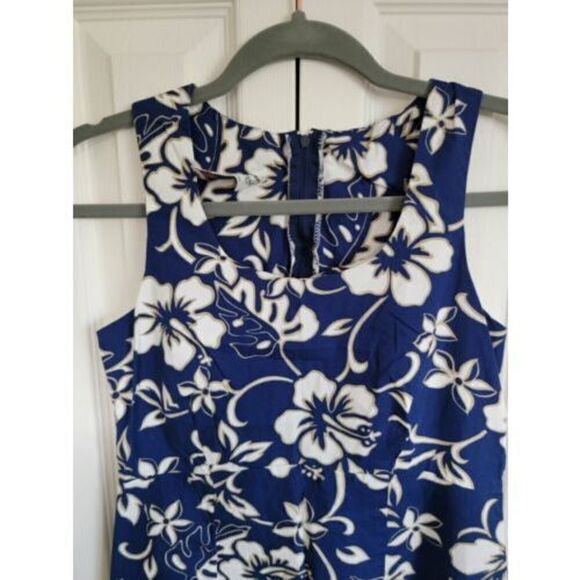 Hilo Hatties Hawaiian Original Maxi Dress 2 Blue Tropical Long Sleeveless Cotton - Picture 3 of 6